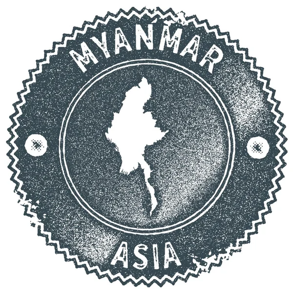 Myanmar map vintage stamp retro style handgemachtes Etikett oder Element für Reisesouvenirs dunkel — Stockvektor