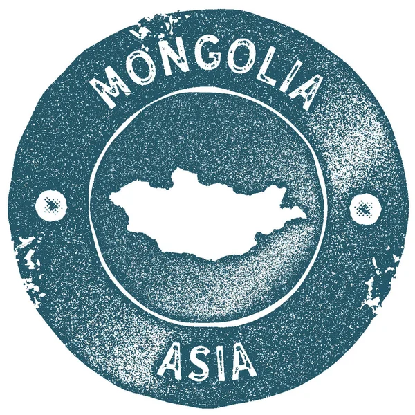Moğolistan Haritası vintage damgası Retro tarzı el yapımı etiketi Moğolistan rozet veya seyahat için öğe