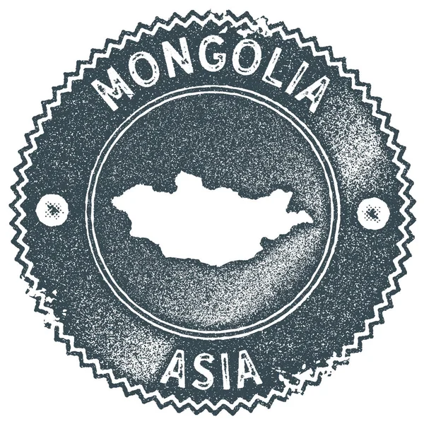 Mapa de Mongolia sello vintage Estilo retro etiqueta hecha a mano insignia o elemento para recuerdos de viaje oscuro — Vector de stock