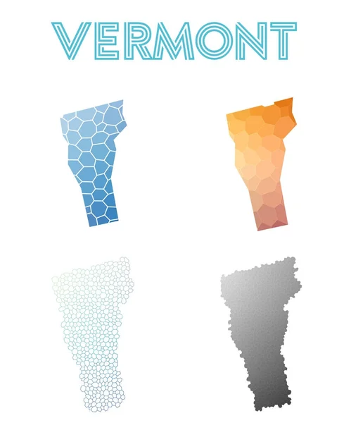 Вермонт полігональних нас державна стиль Мозаїчна карта карти колекція яскравих абстрактних мозаїка — стоковий вектор