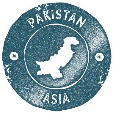 Pakistan map vintage stamp Retro style handmade label Pakistan badge or element for travel clipart