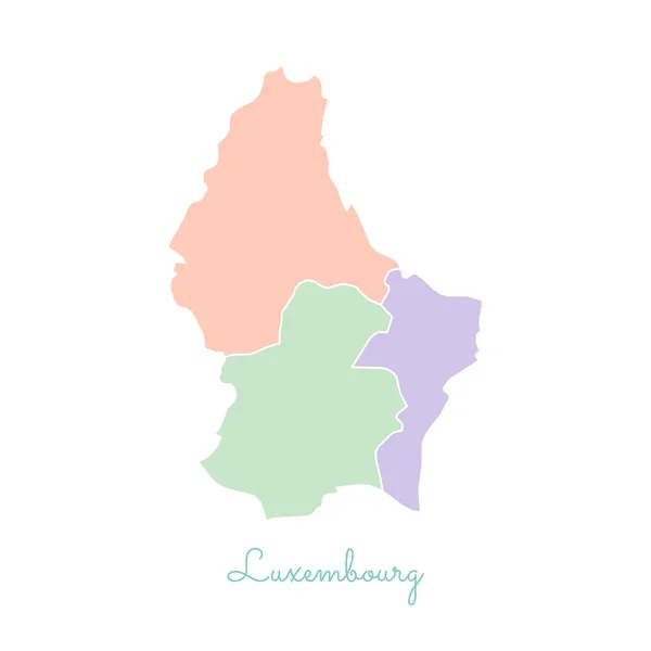 Mapa de Luxemburgo región colorido con contorno blanco Mapa detallado de Luxemburgo regiones Vector — Vector de stock