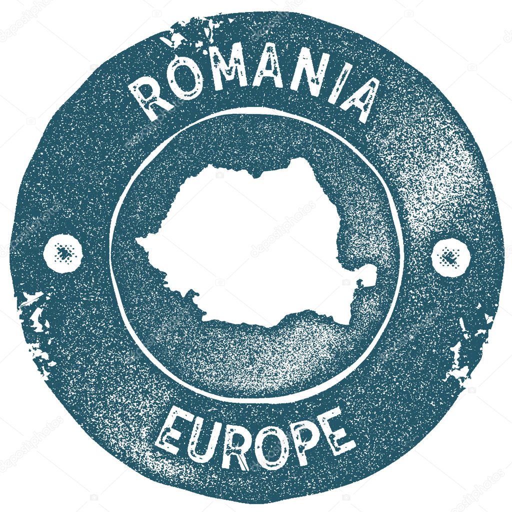 Romania map vintage stamp Retro style handmade label Romania badge or element for travel