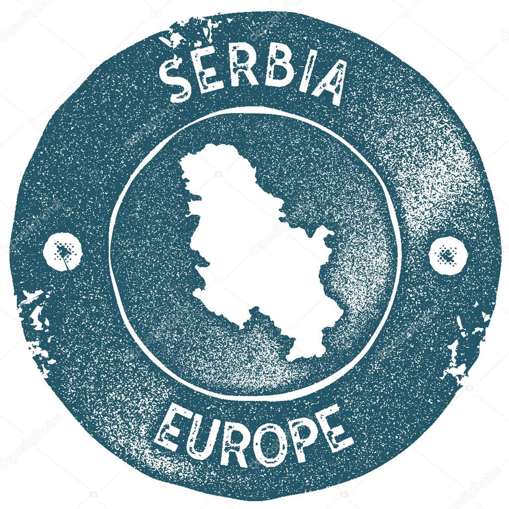 Serbia map vintage stamp Retro style handmade label Serbia badge or element for travel souvenirs