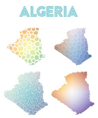 Cezayir poligonal harita mozaik tarzı koleksiyon parlak soyut mozaik geometrik düşük haritalar