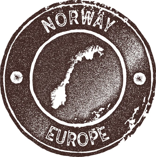 Noruega mapa carimbo vintage estilo retro crachá de etiqueta artesanal ou elemento para lembranças de viagem Brown —  Vetores de Stock