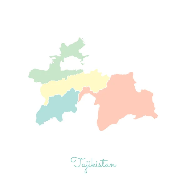 Tadschikistan Landkarte bunt mit weißen Umrissen detaillierte Karte der Tadschikistan Regionen Vektor — Stockvektor