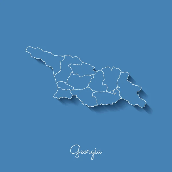 ジョージア地域地図青いアウトラインを白とジョージア州の詳細地図を青色の背景に影 — ストックベクタ