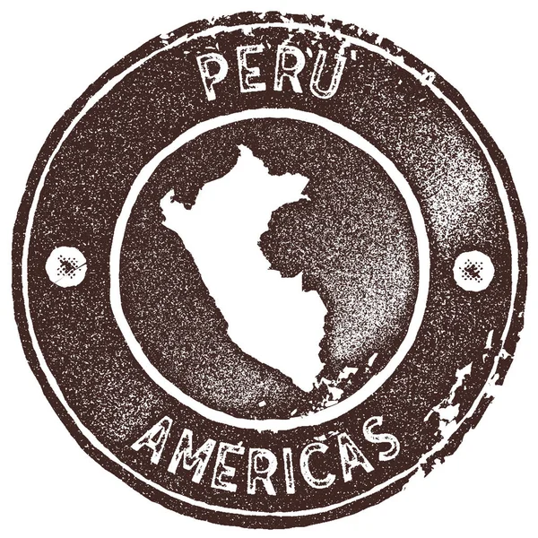 Perú mapa vintage sello estilo retro etiqueta hecha a mano insignia o elemento para recuerdos de viaje Marrón — Vector de stock