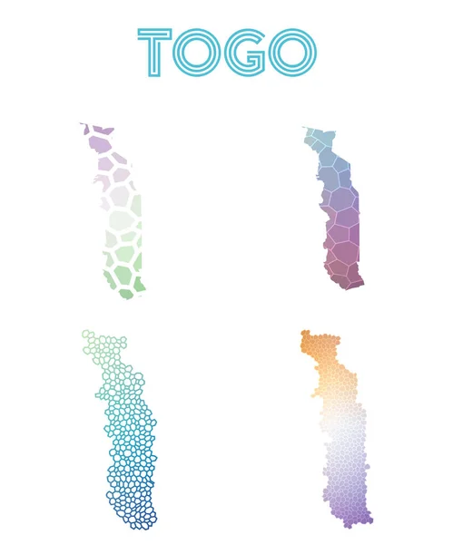 Togo polygonale karte mosaik stil karten sammlung hell abstrakt tessellation geometrisch low poly — Stockvektor
