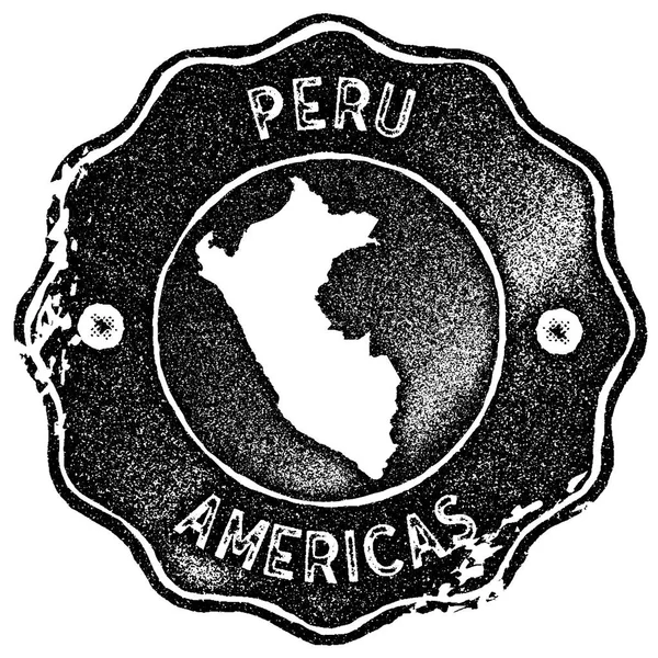 ペルー地図スタンプ レトロなスタイルの手作りラベルのバッジまたは要素の旅行土産ブラック — ストックベクタ