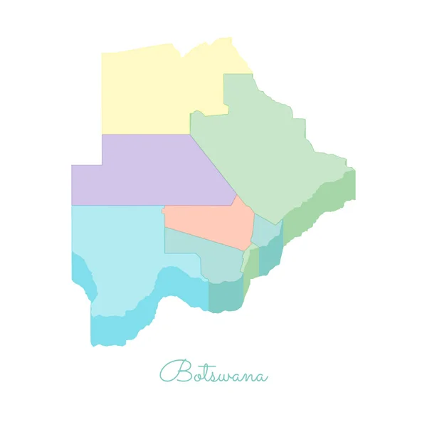 Mapa regional de Botswana vista superior isométrica colorida Mapa detallado de Botswana regiones Vector — Vector de stock