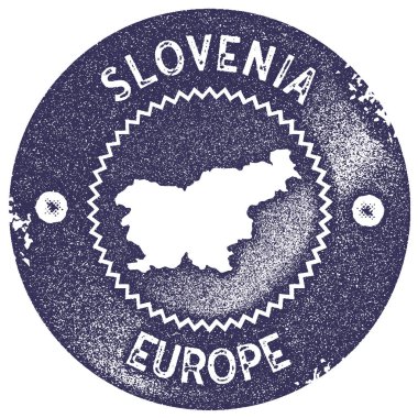 Slovenya harita vintage damga Retro tarzı el yapımı etiket rozet veya öğe seyahat Hediyelik derin