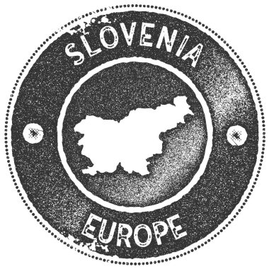 Slovenya harita vintage damga Retro tarzı el yapımı etiket rozet veya öğe seyahat Hediyelik karanlık