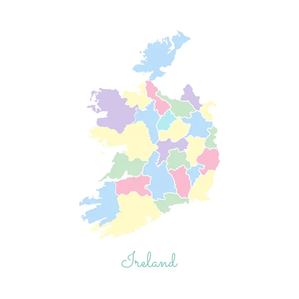 Irlanda mapa da região colorido com esboço branco Mapa detalhado de Irlanda regiões Vector —  Vetores de Stock