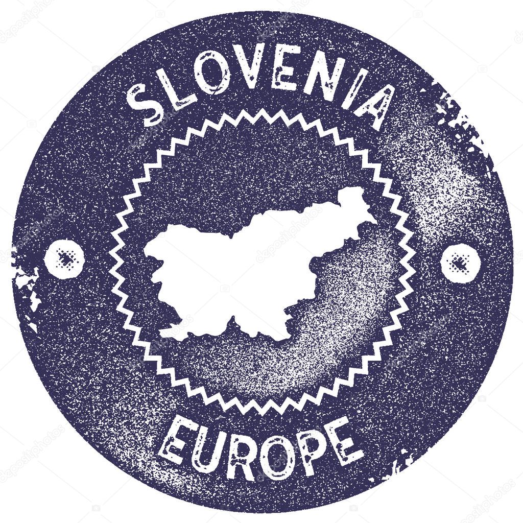 Slovenia map vintage stamp Retro style handmade label badge or element for travel souvenirs Deep