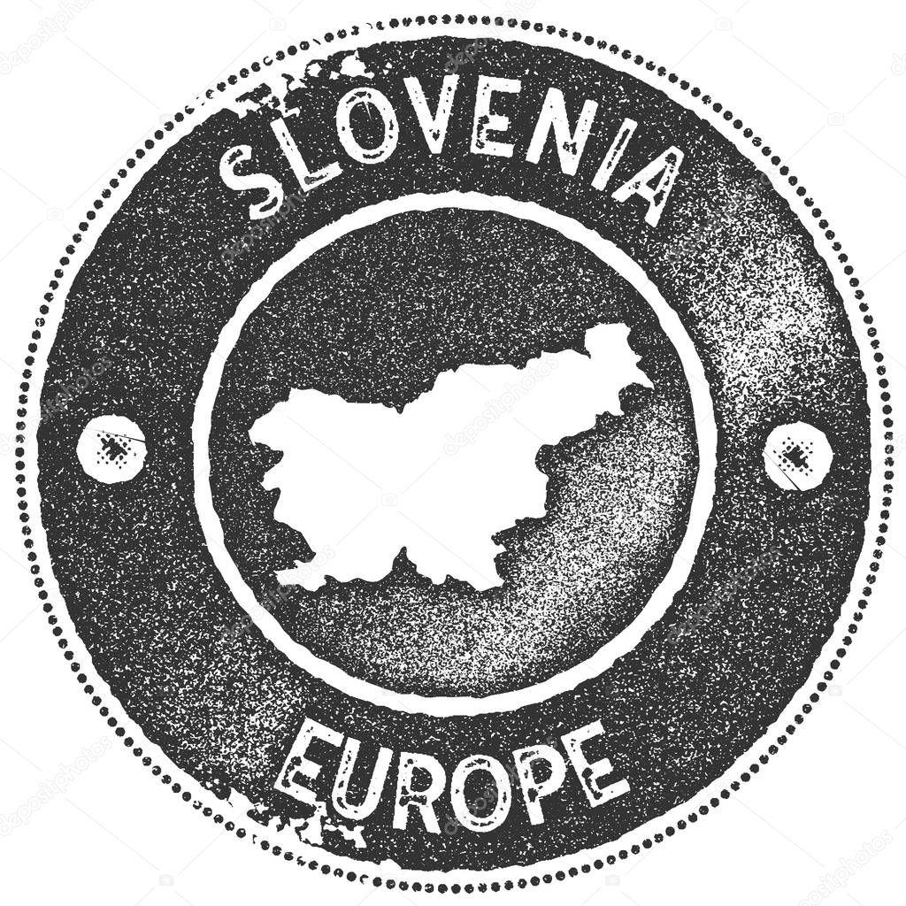 Slovenia map vintage stamp Retro style handmade label badge or element for travel souvenirs Dark