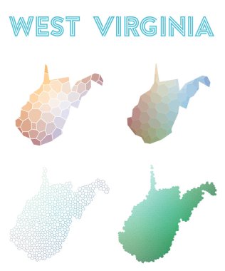 Batı Virginia bizi harita mozaik tarzı devlet poligonal koleksiyonu parlak soyut mozaik haritalar