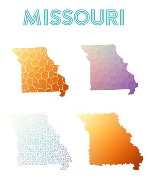 Missouri polygonal us state map Mosaic style maps collection Bright abstract tessellation