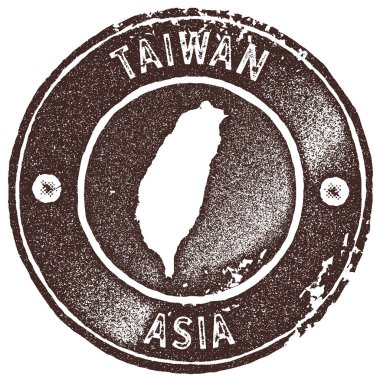 Tayvan Haritası vintage damgası Retro tarzı el yapımı etiketi rozet veya öğe için seyahat Hatıra Eşyası Brown