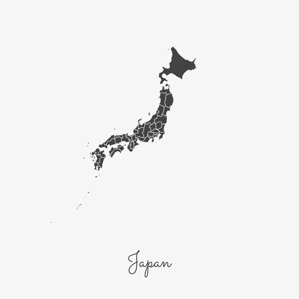 Giappone mappa regione grigio contorno su sfondo bianco Mappa dettagliata delle regioni del Giappone Vettore — Vettoriale Stock