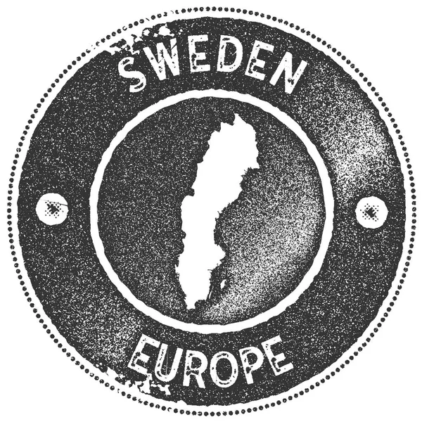 Sweden map vintage stamp Retro style handmade label badge or element for travel souvenirs Dark — Stock Vector