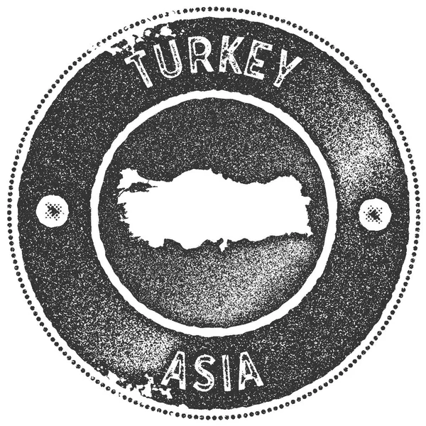 Carte de la Turquie timbre vintage Style rétro étiquette à la main insigne ou élément pour souvenirs de voyage Noir — Image vectorielle