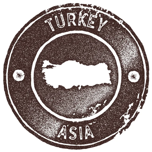 Carte de la Turquie timbre vintage Style rétro étiquette à la main insigne ou élément pour souvenirs de voyage Marron — Image vectorielle