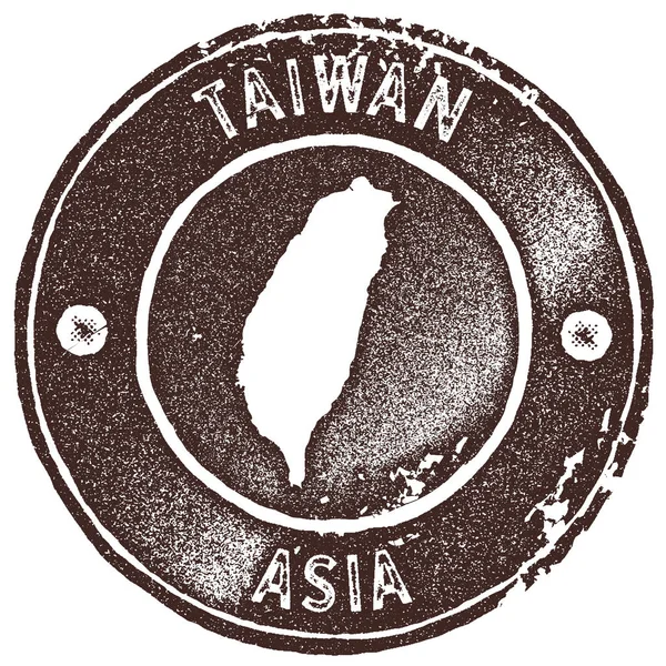 Taïwan carte timbre vintage Style rétro étiquette à la main insigne ou élément pour souvenirs de voyage Marron — Image vectorielle