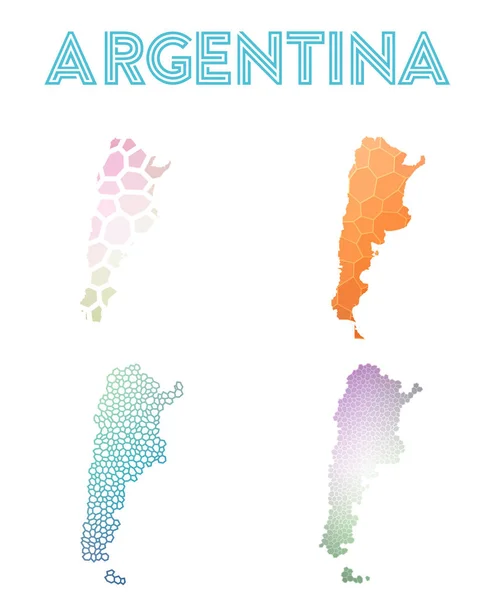 Argentina polygonal map Mosaic style maps collection Bright abstract tessellation geometric low — Stock Vector