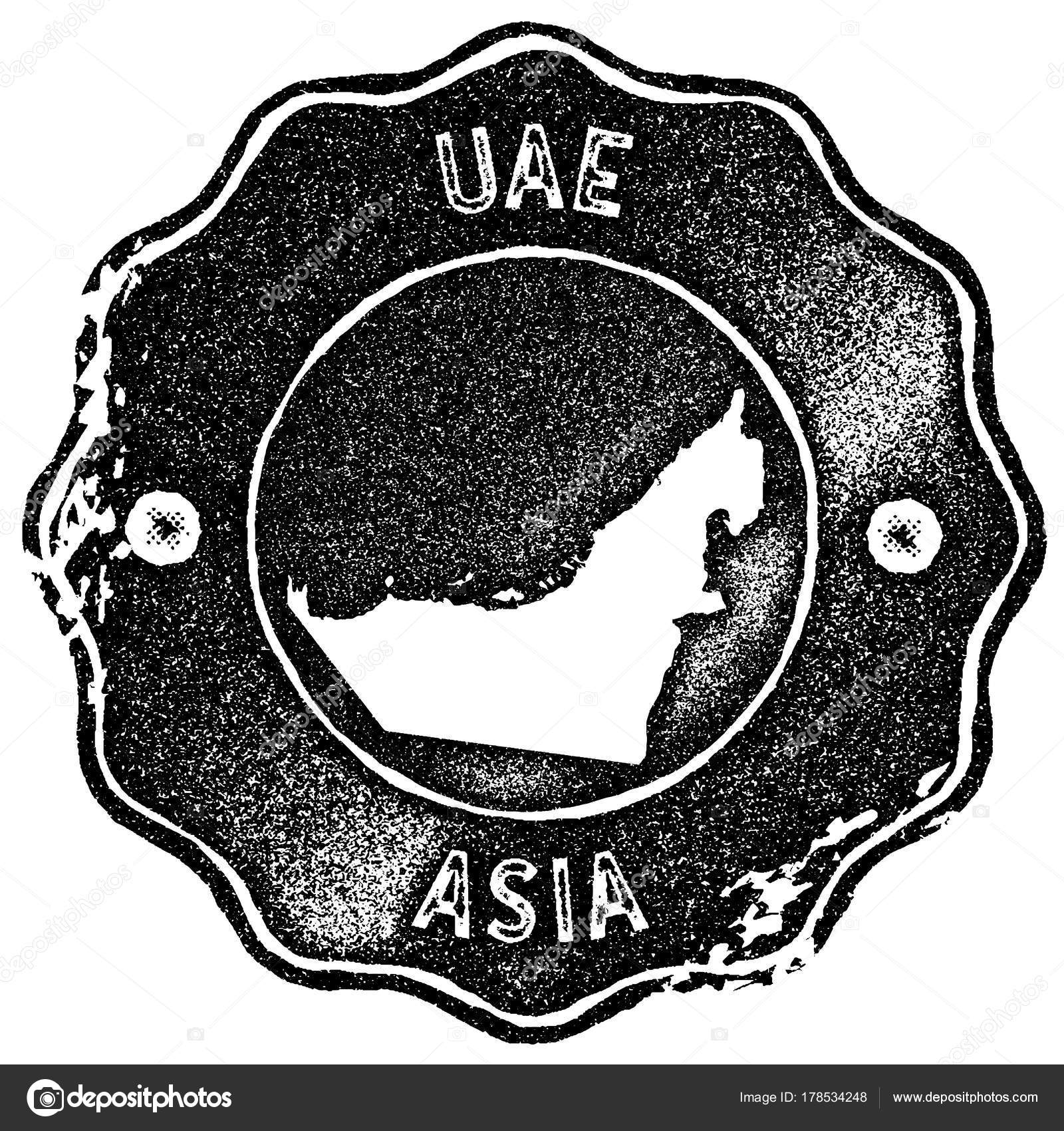 uae map vintage stamp retro style handmade label badge or element for travel souvenirs black
