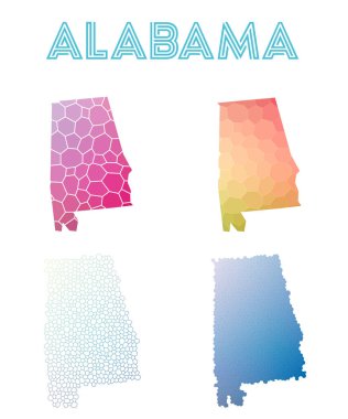 Alabama bize harita mozaik tarzı devlet poligonal koleksiyonu parlak soyut mozaik haritalar