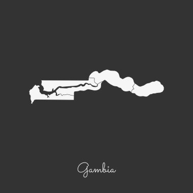 Gambiya bölgesi harita beyaz anahat Gambiya bölgeler vektör gri arka plan detaylı haritada