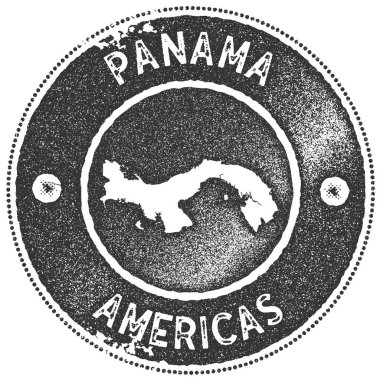 Panama harita vintage damga Retro tarzı el yapımı etiket rozet veya öğe seyahat Hediyelik karanlık
