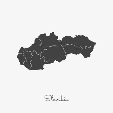 Slovakya Bölgesi gri anahat Slovakya bölgeler vektör beyaz arka plan detaylı haritada göster