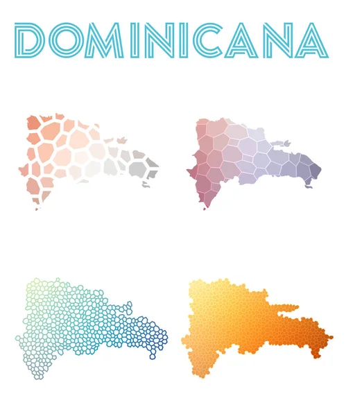Dominicana polygonální mapa Mosaic styl mapy kolekce geometrických nízké světlé abstraktní teselace — Stockový vektor