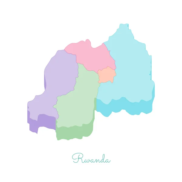 Ruanda bölgesi harita renkli izometrik üstten görünüm ayrıntılı harita Ruanda bölgeleri vektör çizim — Stok Vektör