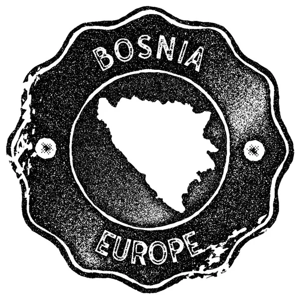Bósnia mapa carimbo vintage Etiqueta artesanal estilo retro emblema ou elemento para lembranças de viagem Preto —  Vetores de Stock