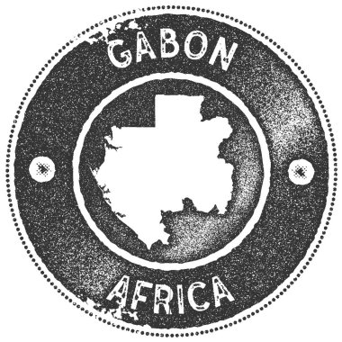 Gabon harita vintage damga Retro tarzı el yapımı etiket rozet veya öğe seyahat Hediyelik karanlık