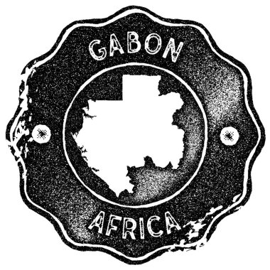 Gabon harita vintage damgası Retro tarzı el yapımı etiketi rozet veya öğe için seyahat Hatıra Eşyası siyah