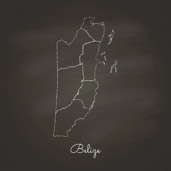 Belize region map hand drawn with white chalk on school blackboard texture Detailed map of Belize