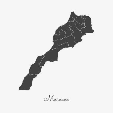 Fas bölge gri anahat Fas bölgeler vektör beyaz arka plan detaylı haritada göster