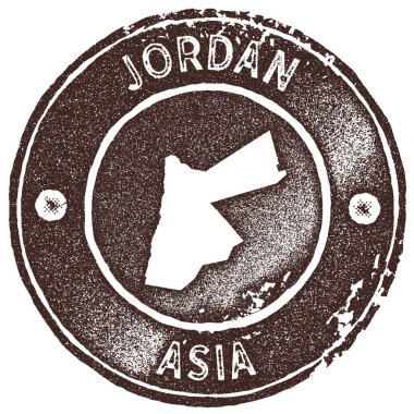 Jordan harita vintage damgası Retro tarzı el yapımı etiketi rozet veya öğe için seyahat Hatıra Eşyası Brown