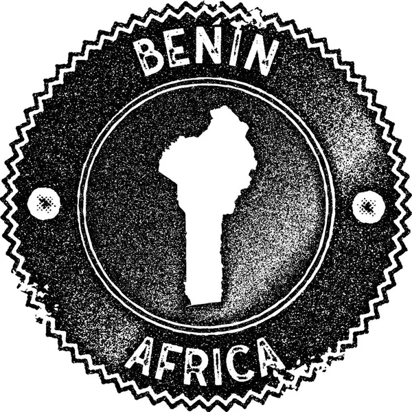 Mapa de Benin sello vintage Estilo retro insignia de etiqueta hecha a mano o elemento para recuerdos de viaje Dark — Vector de stock