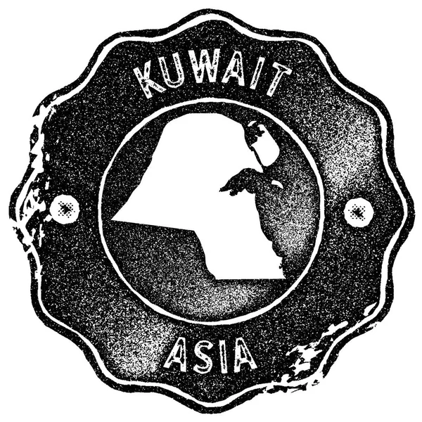 Κουβέιτ Χάρτης vintage σφραγίδα στυλ ρετρό χειροποίητο ετικέτα σήμα ή στοιχείο για ταξίδια σουβενίρ μαύρο — Διανυσματικό Αρχείο