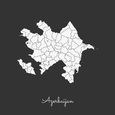Azerbaycan bölge harita beyaz anahat Azerbaycan bölgeler vektör gri arka plan detaylı haritada