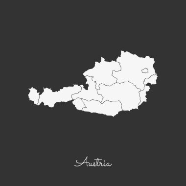 Avusturya bölgesi harita beyaz anahat Avusturya bölgeler vektör gri arka plan detaylı haritada