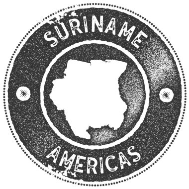 Surinam Haritası vintage damga Retro tarzı el yapımı etiket rozet veya öğe seyahat Hediyelik karanlık
