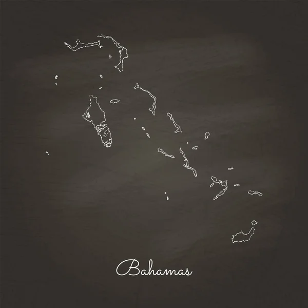 Bahamas region map hand drawn with white chalk on school blackboard texture Detailed map of