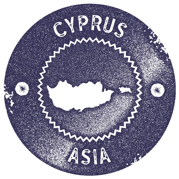 Cipro mappa timbro vintage stile retrò distintivo etichetta fatta a mano o elemento per souvenir di viaggio Deep — Vettoriale Stock